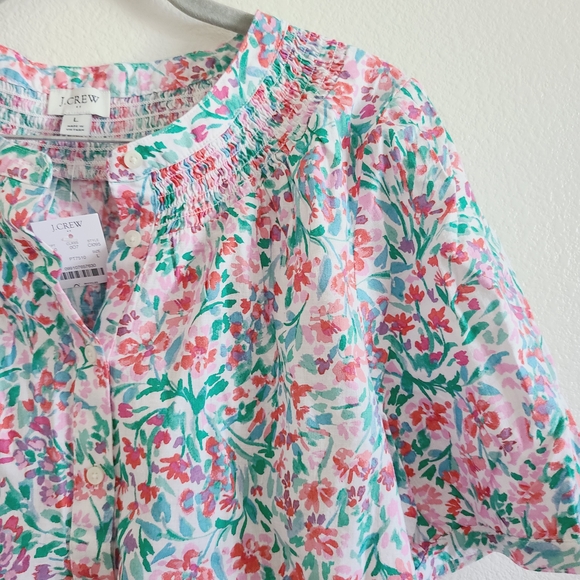 NWT J.Crew Factory Floral Linen Blend Top - Picture 6 of 10